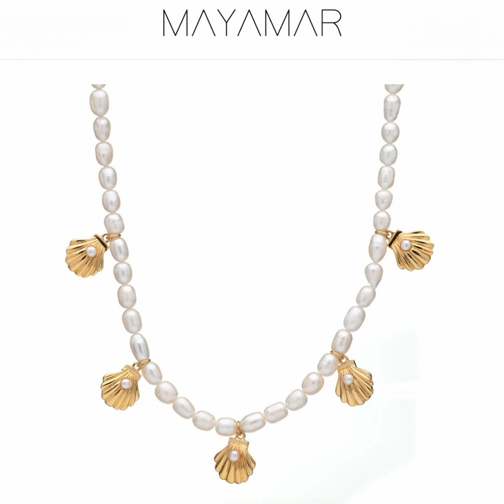 24k Gold Plated Seashell Charm Pearl Necklace